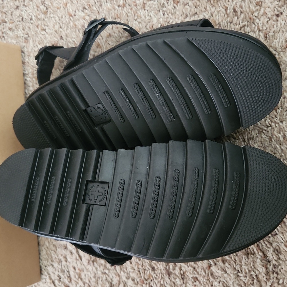 Dr. Martens Black Hydro Leather Voss Platform Sandals - Picture 7 of 8